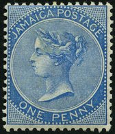 JAMAIKA 16 *, 1884, 1 P. Blau, Wz. CA Einfach, Falzreste, Pracht, Mi. 400.- - Giamaica (...-1961)