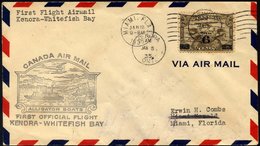 KANADA 264 BRIEF, 5.1.1935, Erstflug KENORA-WHITEFISH BAY, Brief Feinst, Müller 264 - Kanada