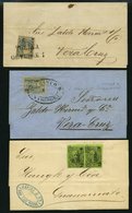 MEXIKO 50 Paar,51,56 BRIEF, 1868-71, 3 Verschiedene Briefe Mit Teils Besseren Stempeln, Pracht - México