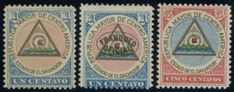 SALVADOR *, 1897, 3 Verschiedene Gedenkmarken Der REPUBLIKA MAYOR DE CENTRO AMERICA ESTADO DE EL SALVADOR, Falzrest, Pra - Salvador