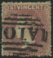 ST. VINCENT 12bE O, 1873, 1 Sh. Lilarosa, Gezähnt 12:15, üblich Gezähnt Pracht, Signiert Köhler, Mi. 550.- - St.Vincent (...-1979)