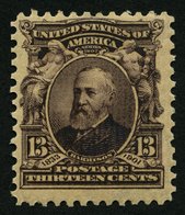USA 146 **, Scott 308, 1902, 13 C. Harrison, Wz. 1, Gezähnt L 12, Postfrisch, Pracht, $ 100.- - Usati