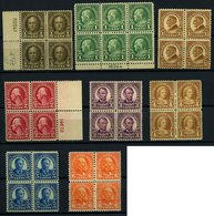 USA 259-68A VB **,* , Scott 551-58, 1922-25, 1/2 C. - 6 C. Bedeutende Persönlichkeiten, Gezähnt L 11, 8 Viererblocks, Da - Used Stamps