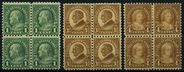 USA 260/1,265C VB **,* , Scott 581/2,585, 1925, 1, 11/2 Und 4 C. Bedeutende Persönlichkeiten, Gezähnt L 10, In Viererblo - Used Stamps