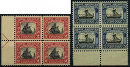 USA 298/9 VB **,* , Scott 620/1, 1925, Einwanderer, 2 C. Randblock Mit Pfeil, Die Beiden Oberen 2 C. Marken Mit Falzrest - Used Stamps