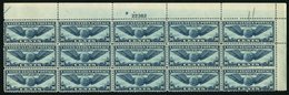 USA 450 **, Scott C 24, 1939, 30 C. Transatlantikflug New York-Marseille Im 15er-Bogenteil Mit Plattennummer, Pracht, $  - Used Stamps