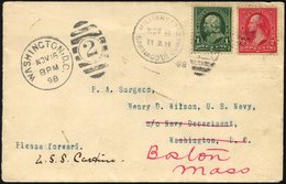 FELDPOST 1898, Forwarded-Brief Nach Washington Mit Militärbriefstempel Aus Santiago De Cuba, Pracht - Usados