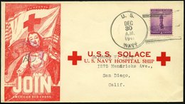 FELDPOST 1941, Offizieller Umschlag Des Hospitalschiffes U.S.S. SOLACE Mit K1 U.S. NAVAY Und Zensurstempel, Pracht - Gebruikt