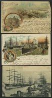 DEUTSCHLAND ETC. HAMBURG, Meist Hafen, 5 Verschiedene Karten, Dabei Eine Gruss Aus.. Von 1897, (kleine Mängel), Sonst Pr - Other & Unclassified