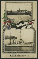 ALTE POSTKARTEN - SCHIFFE KAISERL. MARINE BIS 1918 S.M.S. GRAUDENZ, Eine Marine-Feldpostkarte - Warships