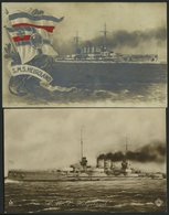 ALTE POSTKARTEN - SCHIFFE KAISERL. MARINE BIS 1918 S.M.S. Helgoland, 2 Ungebrauchte Karten - Oorlog