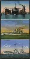 MSP VON 1914 - 1918 S.M.S. Thüringen, 3 Verschiedene Farbige Ansichtskarten, Alle Gebraucht, Pracht - Warships