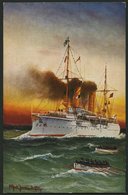 ALTE POSTKARTEN - SCHIFFE KAISERL. MARINE S.M.S. Undine, 4 Karten, Davon 2 Gebrauchte Und Eine Farbige Künstlerkarte - Warships