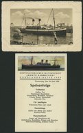 ALTE POSTKARTEN - SCHIFFE Monte Sarmiento, Doppelschraubenmotorschiff, Ansichtskarte Und Dazu Menükarte Des Schiffes Von - Other & Unclassified