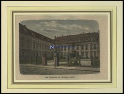 BERLIN: Das Ministerium Des Königlichen Hauses, Kolorierter Holzstich Um 1880 - Lithografieën