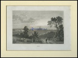 BONN, Ansicht Aus Der Ferne, Stahlstich Von B.I. Um 1840 - Lithografieën