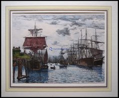 HAMBURG: Der Hafen, Kol. Holzstich Von Bartels Von 1881 - Lithografieën
