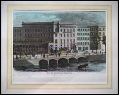 HAMBURG: Hotel St. Petersburg A, Jungfernstieg, Kolorierter Holzstich Um 1880 - Lithografieën