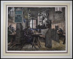 LÜBECK: Im Schifferhaus, Kolorierter Holzstich Von Gehrts Von 1881 - Litografia