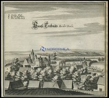 TREBNITZ Auf D. SAALE, Gesamtansicht, Kupferstich Von Merian Um 1645 - Lithografieën