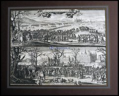 FREDERIKSBORG, Der Könige Zusammenkunft Zu Friderichsburg Am 3. März 1658, 2 Dekorative Ansichten Auf Einem Blatt, Kupfe - Litografía