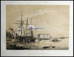 SONDERBURG (Sönderborg), Hafenansicht Mit Segelbooten, Lithographie Mit Tonplatte Von Alexander Nay Nach C. Frederik Sör - Lithographien