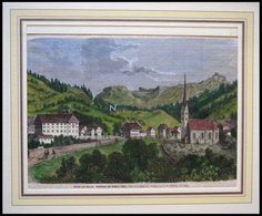 SEENIS: Geburtsort Des Dichters Salis, Kolorierter Holzstich Von Winkler Von 1868 - Lithographies