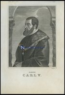 Kaiser Carl V., Stahlstich Von Müller Sc. Um 1840 - Litografía