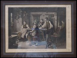 An Die Unrechte Adresse, (Familienszene), Kolorierter Holzstich Nach Vollmar Um 1880 - Lithographien