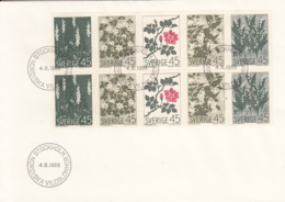 Delcampe - Sweden 1968 FDC Sc #786a Pane Of 10 5 Different Nordic Wildflowers - FDC