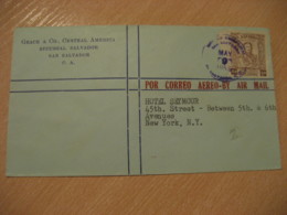 SAN SALVADOR 1956 To New York USA Stamp Cancel Air Mail Cover EL SALVADOR - El Salvador