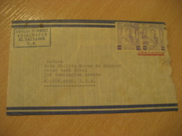 Ahuachapan SAN SALVADOR 1957 To Boston USA 2 Stamp Cancel Air Mail Cover EL SALVADOR - El Salvador