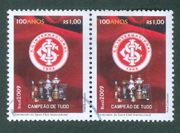 BRAZIL #3073    SPORT CLUB INTERNACIONAL - SOCCER -  FOOTBALL  -  USED  PAIR - Used Stamps