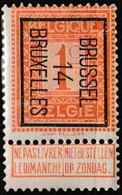 Timbre Préoblitéré Neuf** - Surimpression Typographique Sur Chiffre PRE45 = BRUSSEL 14 BRUXELLES - Belgique 1912 - Autres & Non Classés