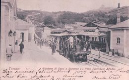 Torino, Stazione Di Sassi A Superga Col Treno Funicolare Agudio, Chemin De Fer Et Train (12.7.1901) - Transport