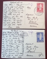 Iceland 1938 Two Postcards With GEYSIR Franking > Schweiz (Island Brief Lettre Cover Ak Ppc Cp - Briefe U. Dokumente