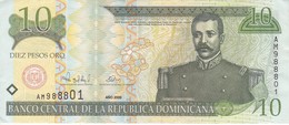 BILLETE DE REP. DOMINICANA DE 10 PESOS ORO DEL AÑO 2000 SERIE AM EN CALIDAD EBC (XF) (BANKNOTE) - Dominikanische Rep.