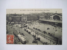 CPA 75 PARIS Gare De L'Est Rue De Strasbourg Et Rue D'Alsace Trè Animée Tramways 1919  T.B.E. - Andere