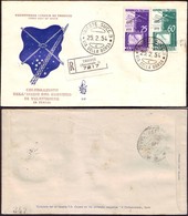 Fdc Venetia Ts 1954 213 Servizio Radio Televisivo Italiano Raccomandata - Otros & Sin Clasificación