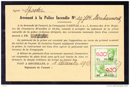 AVENANT A LA POLICE INCENDIE DE LA COMPAGNIE CARITAS 1943. (4V62) - Documents