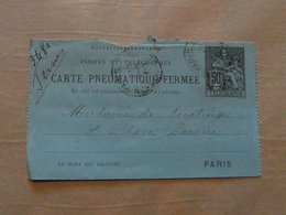 CACHET TELEGRAPHE DE PARIS RUE DES CAPUCINES Sur PNEUMATIQUE CARTE-LETTRE TYPE CHAPLAIN 50c - Pneumatiques