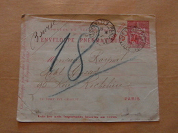CACHET TELEGRAPHE DE PARIS 21 RUE DE LA BASTILLE 1902 Sur ENVELOPPE PNEUMATIQUE TYPE CHAPLAIN 50c SURCHARGE 30c - Pneumatiques