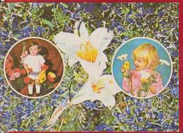 CHILDREN FLOWERS LILY BIRD CHICKEN ROMANIA STATIONERY 1976 - Poppen