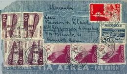 1951 , LOURENÇO MARQUES - GÖGGINGEN , CORREO AÉREO , FR. SERIE BÁSICA MOZAMBIQUE DE 1948 - Lourenzo Marques