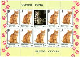 Tajikistan.2013 Cats. 3 Sheetlets, Each Of 9 + Label   Michel # 614-16 KB - Tajikistan