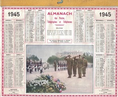 ALMANACH DES POSTES 1945 - COMPLET FORMAT LIVRET NON CARTONNE - COMPLET - LES GENERAUX BRADLEY ET KOENIG AU TOMBEAU DU - Grand Format : 1941-60