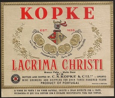 Portugal Port Wine Label - C. N. KOPKE & Cº - Vinho Do Porto - Lacrima Christi - Douro - Etiquette De Vin - Colecciones & Series