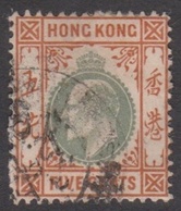 Hong Kong Scott 91 1904 King Edward 5c Orange Graygreen, Used - Usados