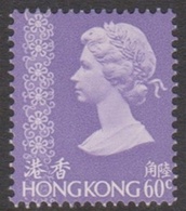 Hong Kong Scott 320 1977 Queen Elizabeth II Definitives 60c Violet, Mint Never Hinged - Unused Stamps