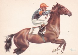 CPSM 10X15. Illust André BERMOND . HIPPISME  . Jockey Sur Cheval N°2 - Bermond